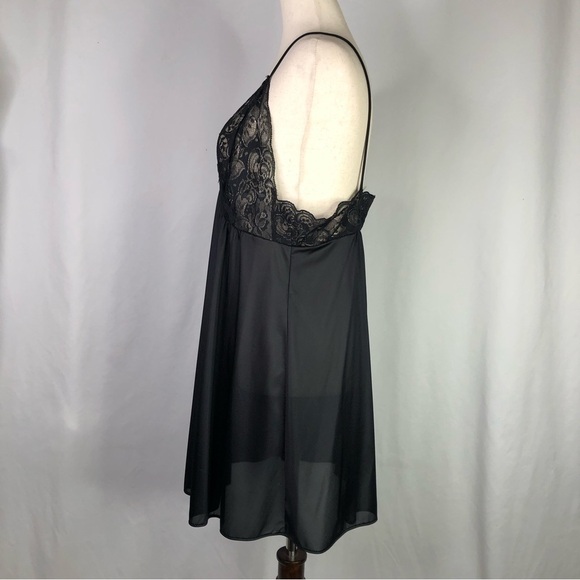 Vintage Shadowline black sheer short slip lace bodice made in USA glam sissy S - Picture 6 of 10